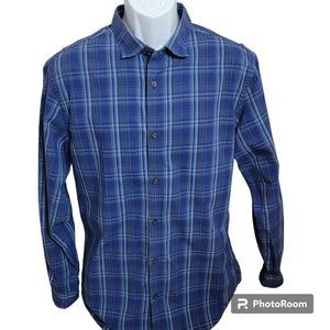 Banana Republic Shirt, Men L, Button Front, Blue & White Check, Cotton,  EUC